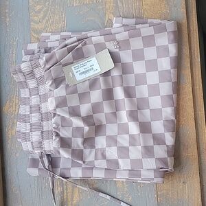 Albion Fit Brown Checkered Wide Leg Pants